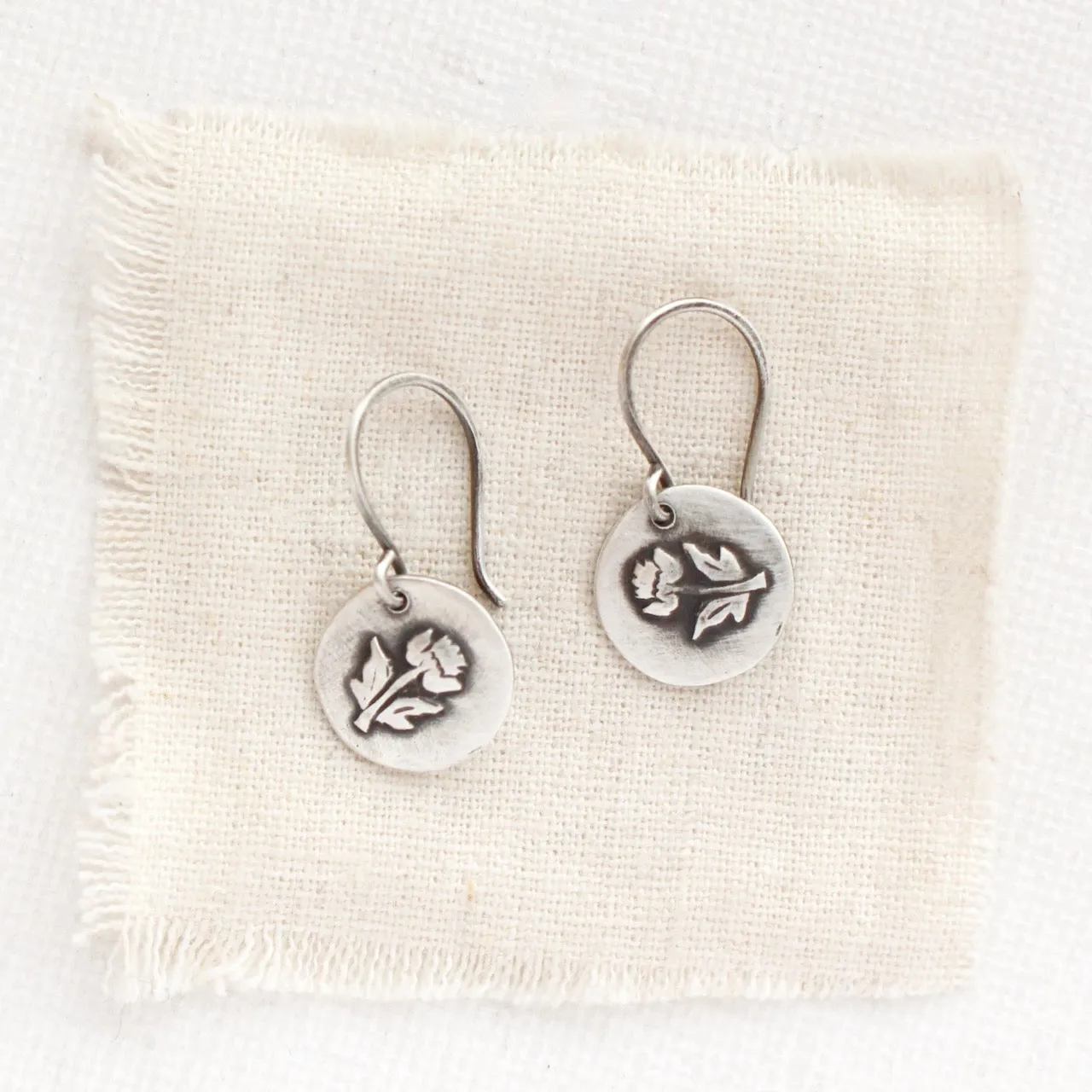 Little Rustic Rose Oxidized Silver Earrings