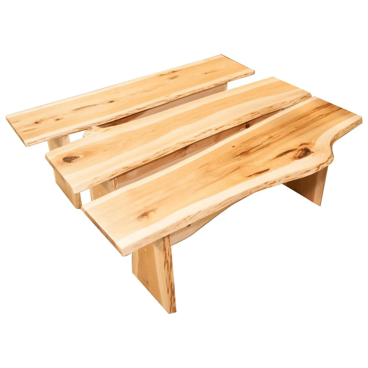 Live Edge Hickory Bench, Natural Stain