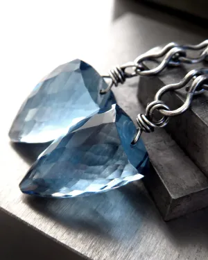 LONDON BLUE - Hydro-Quartz Bullet Earrings with Oxidized Sterling Silver