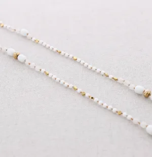 Long Steel Stone Necklace-White