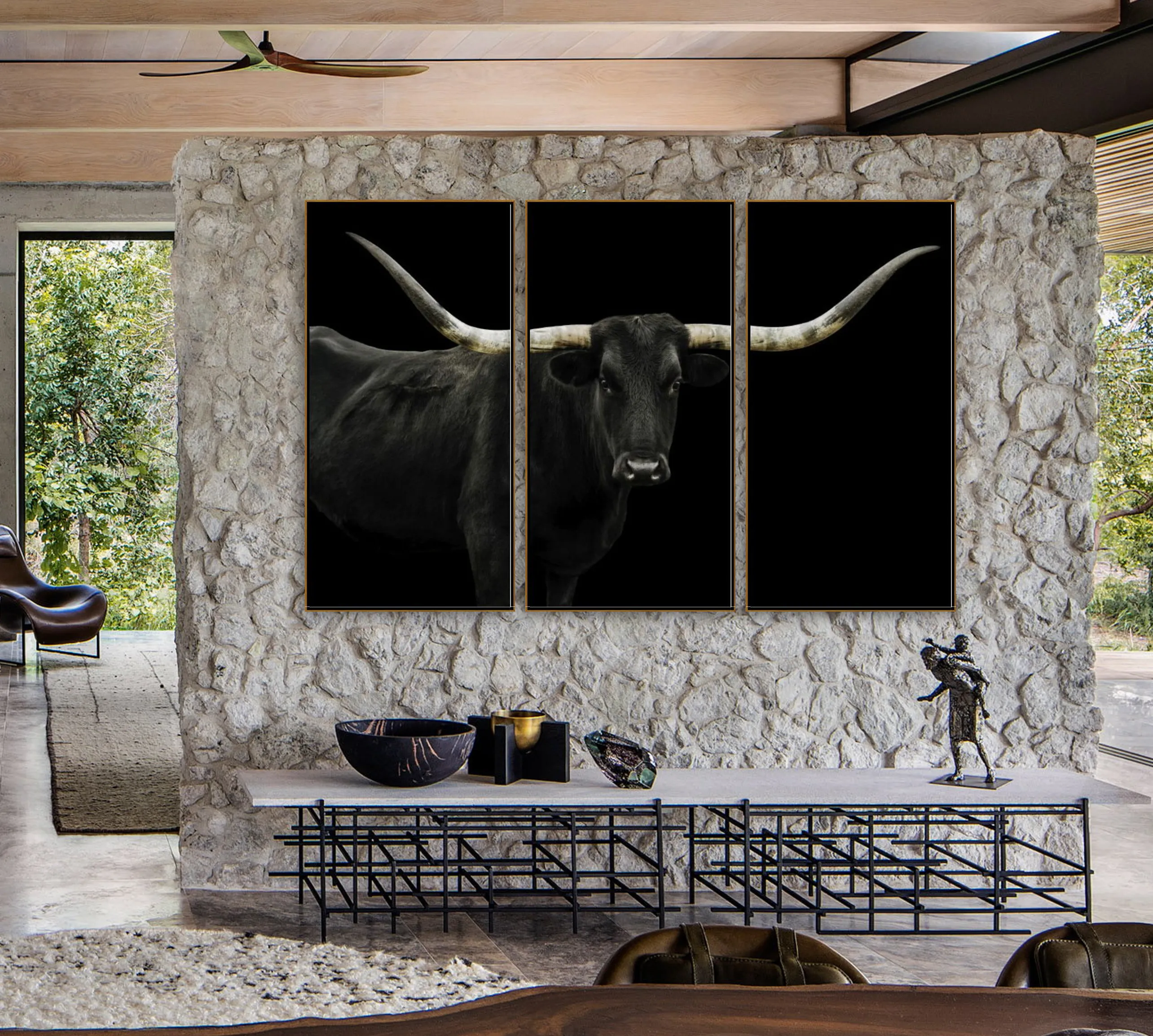 Longhorn 4 Triptych by Adam Mowery