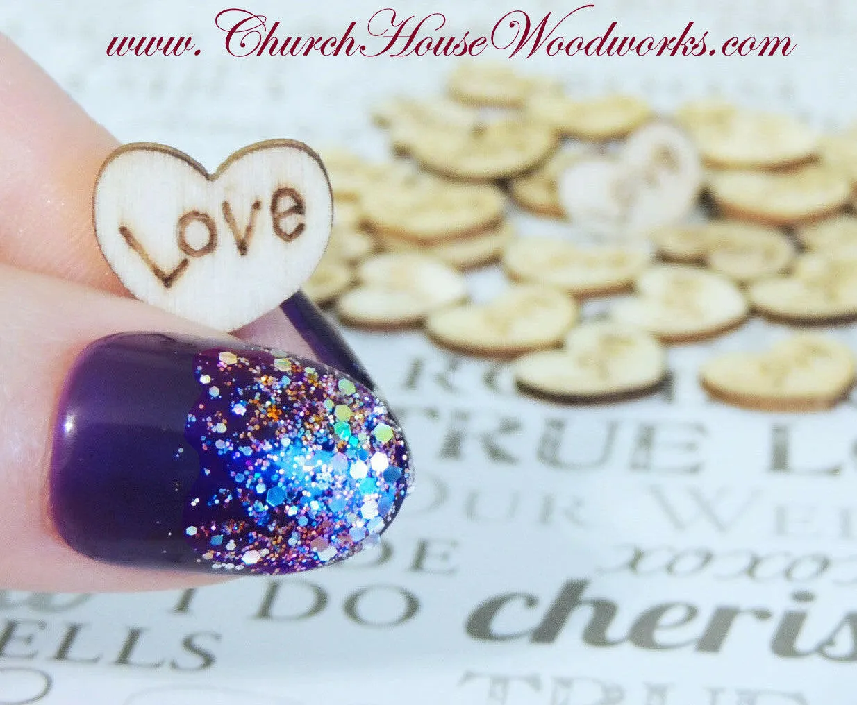 Love Hearts (light wood) - 100 ct - 1/2 inch