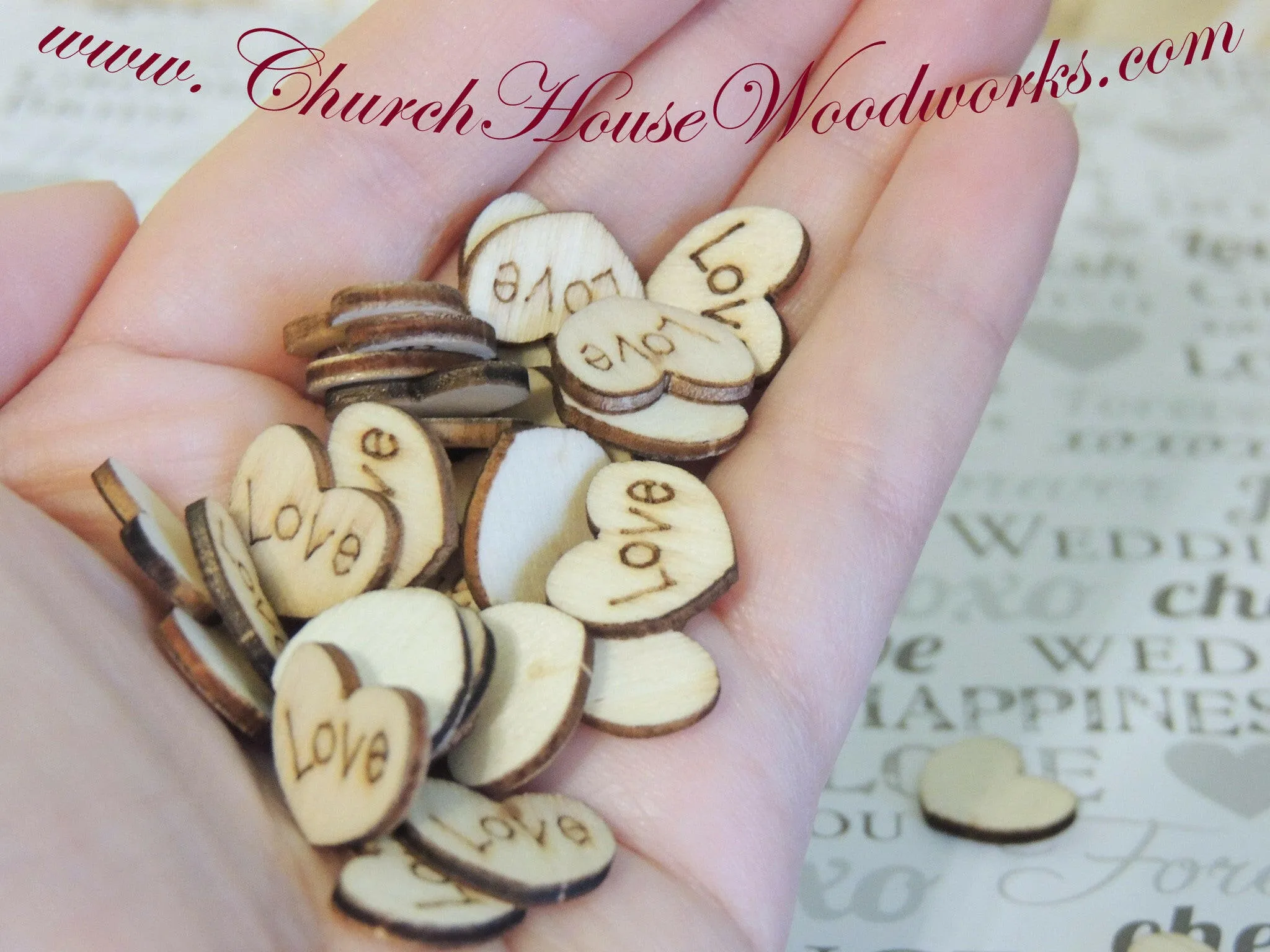 Love Hearts (light wood) - 100 ct - 1/2 inch