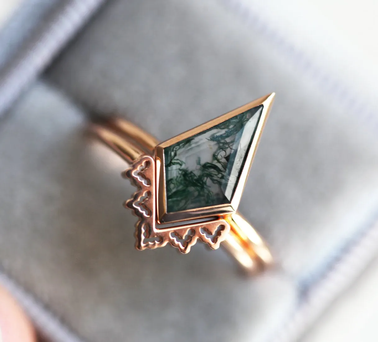 Lydia Kite Moss Agate Ring Set