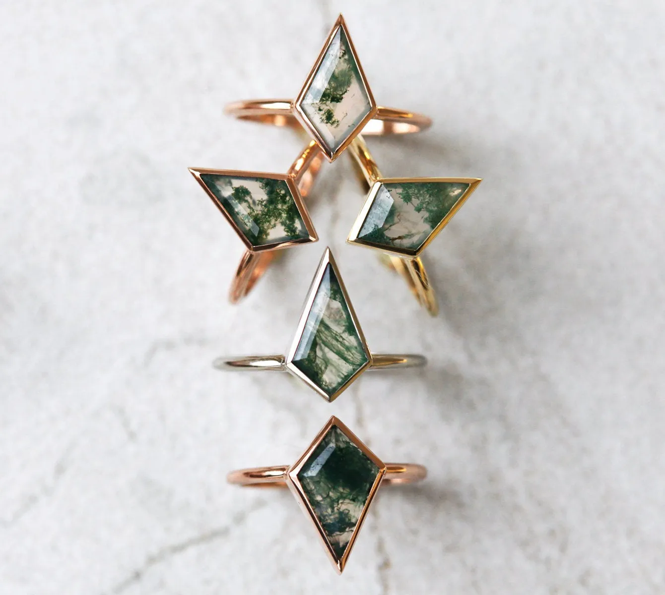 Lydia Kite Moss Agate Ring Set