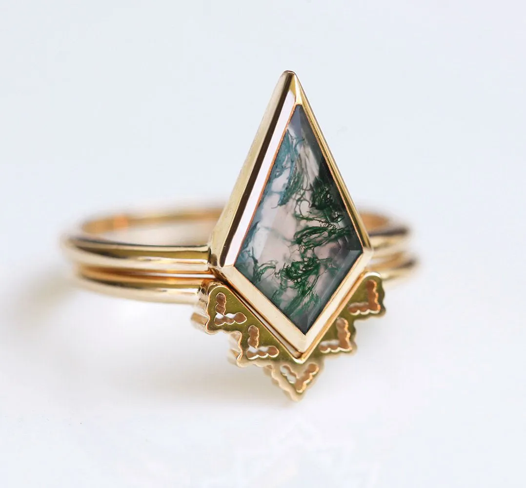 Lydia Kite Moss Agate Ring Set