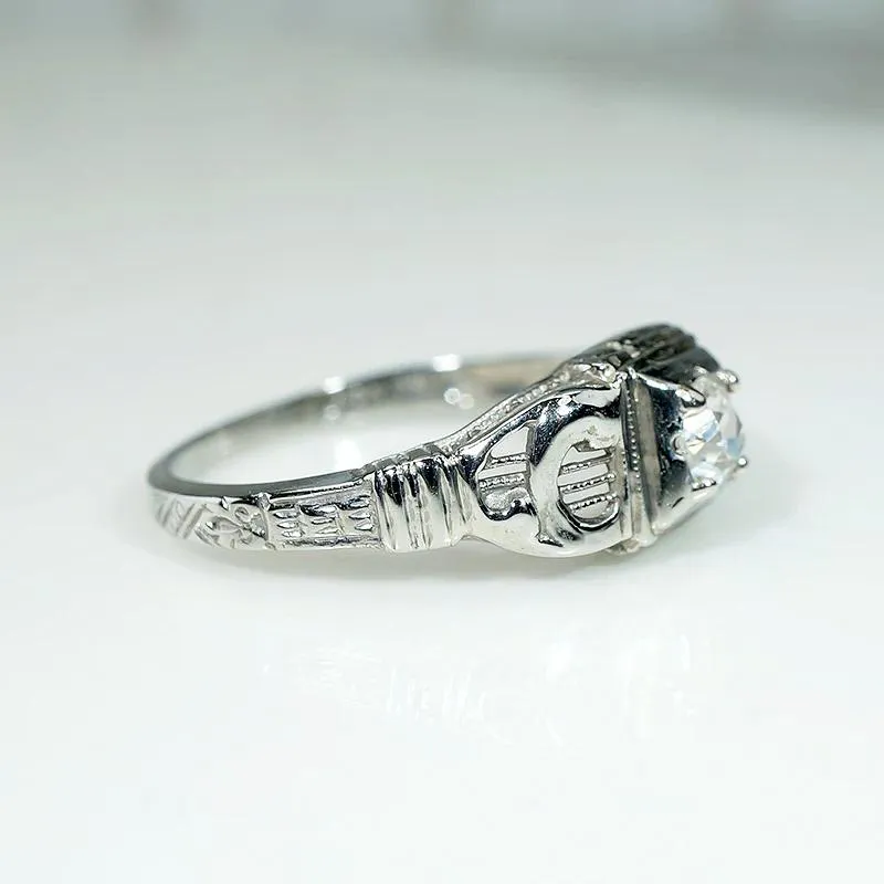 Lyrical 1930s Old Mine Diamond & White Gold Ring
