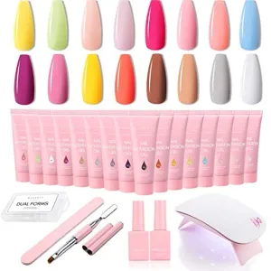 Makartt Poly Nail Gel Kit with Nail Lamp Bundle, The Seasonal Concertos Nail Extension Gel Kit 16 Colors Builder Extension Gel Kit, 6W LED Nail Dryer Gel Nail Polish Curing Lamp