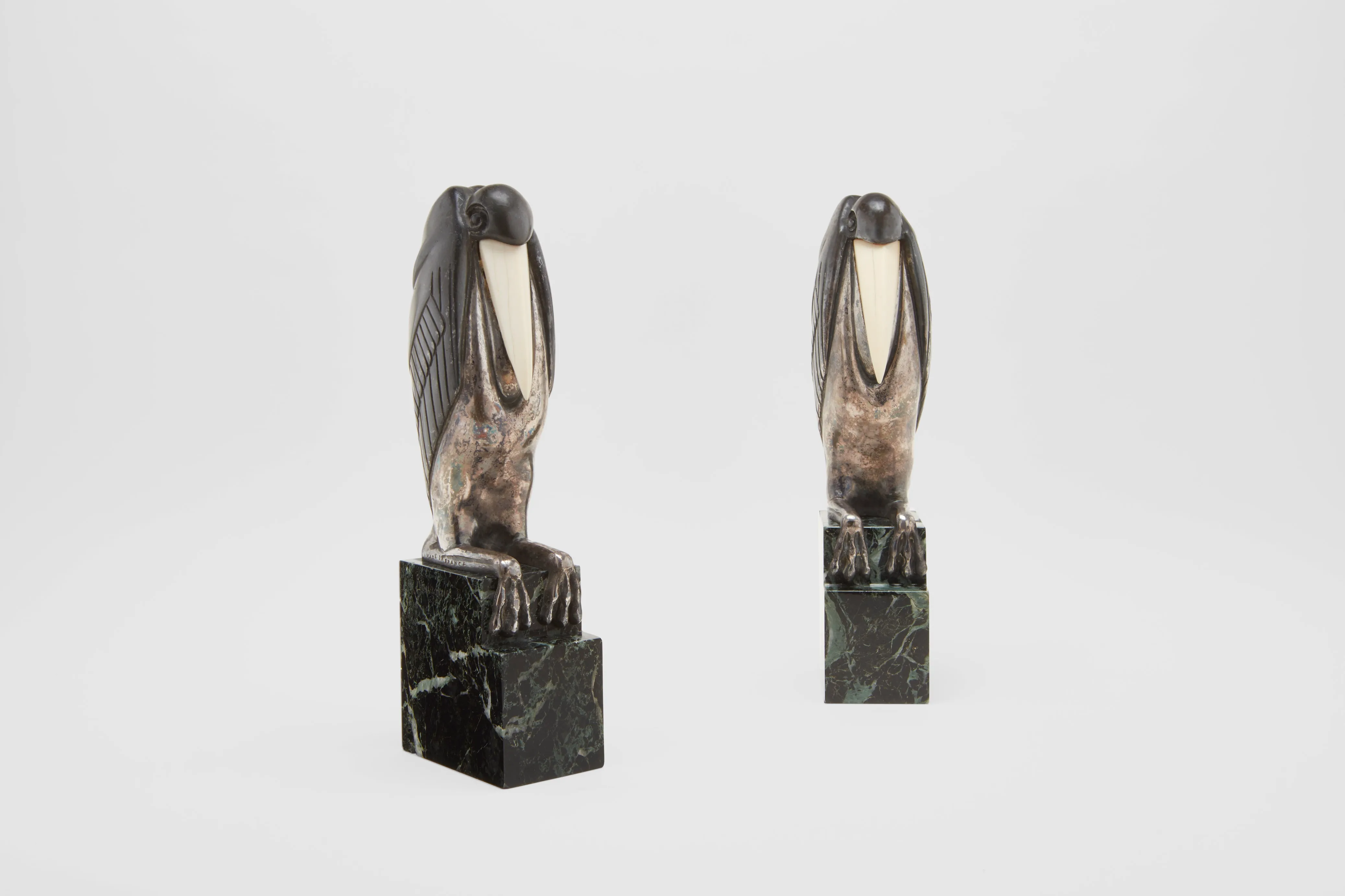 Marcel-André Bouraine Bronze Pelican Book Ends