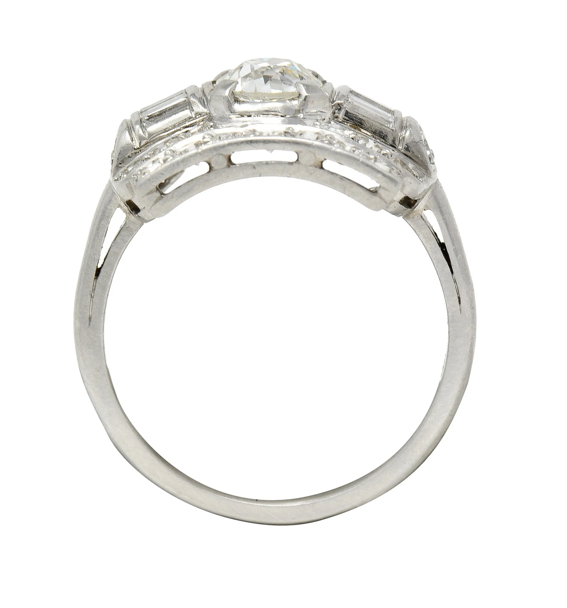 Maurice Tishman Art Deco 1.66 CTW Old European Cut Diamond Platinum Cluster Vintage Dinner Ring