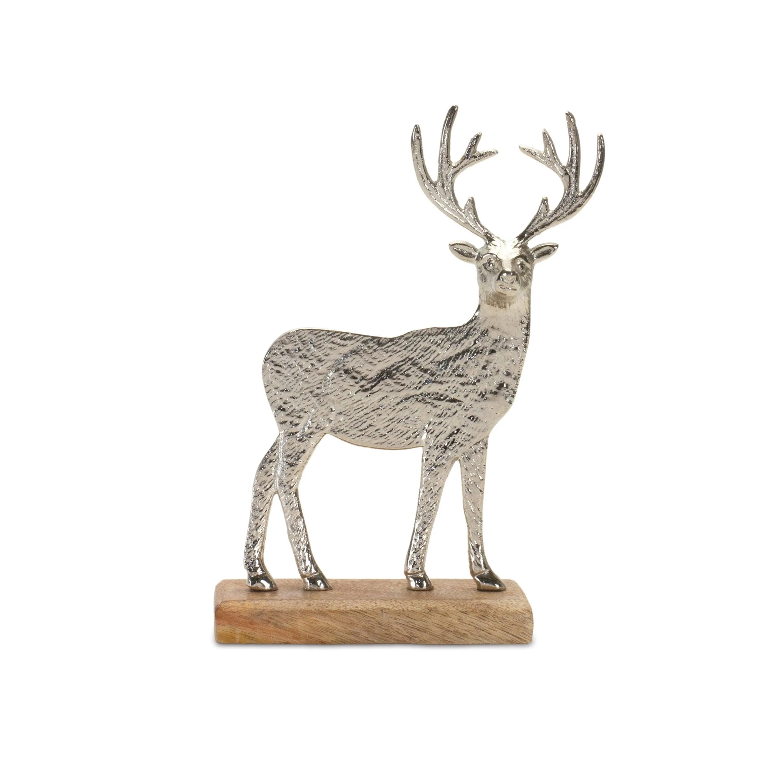 Metal Deer Silhouette with Wood Base (Set of 2)