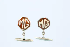MG Cufflinks in Red Enamel, English 1960s