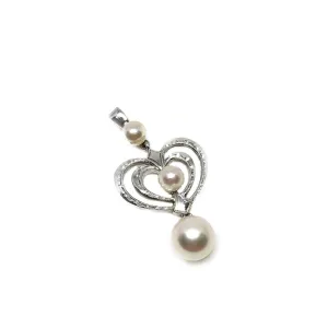 Mikimoto Saltwater Akoya Cultured Pearl Art Deco Lavaliere Designer- Sterling Silver