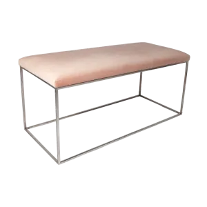 Minimalist Chrome Bench in Pink Mohair