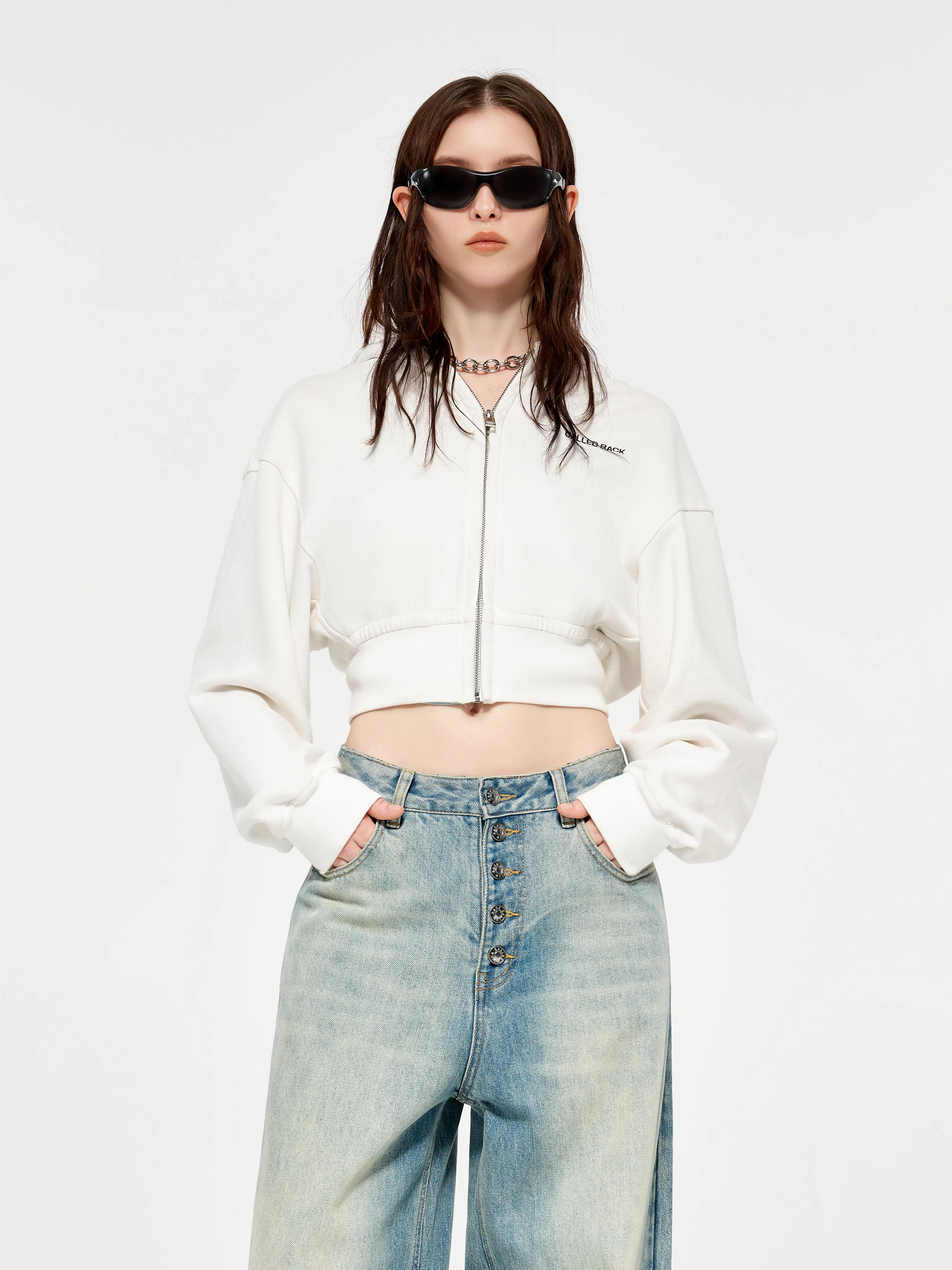 Minimalist Embroidered Hooded Sweatshirt