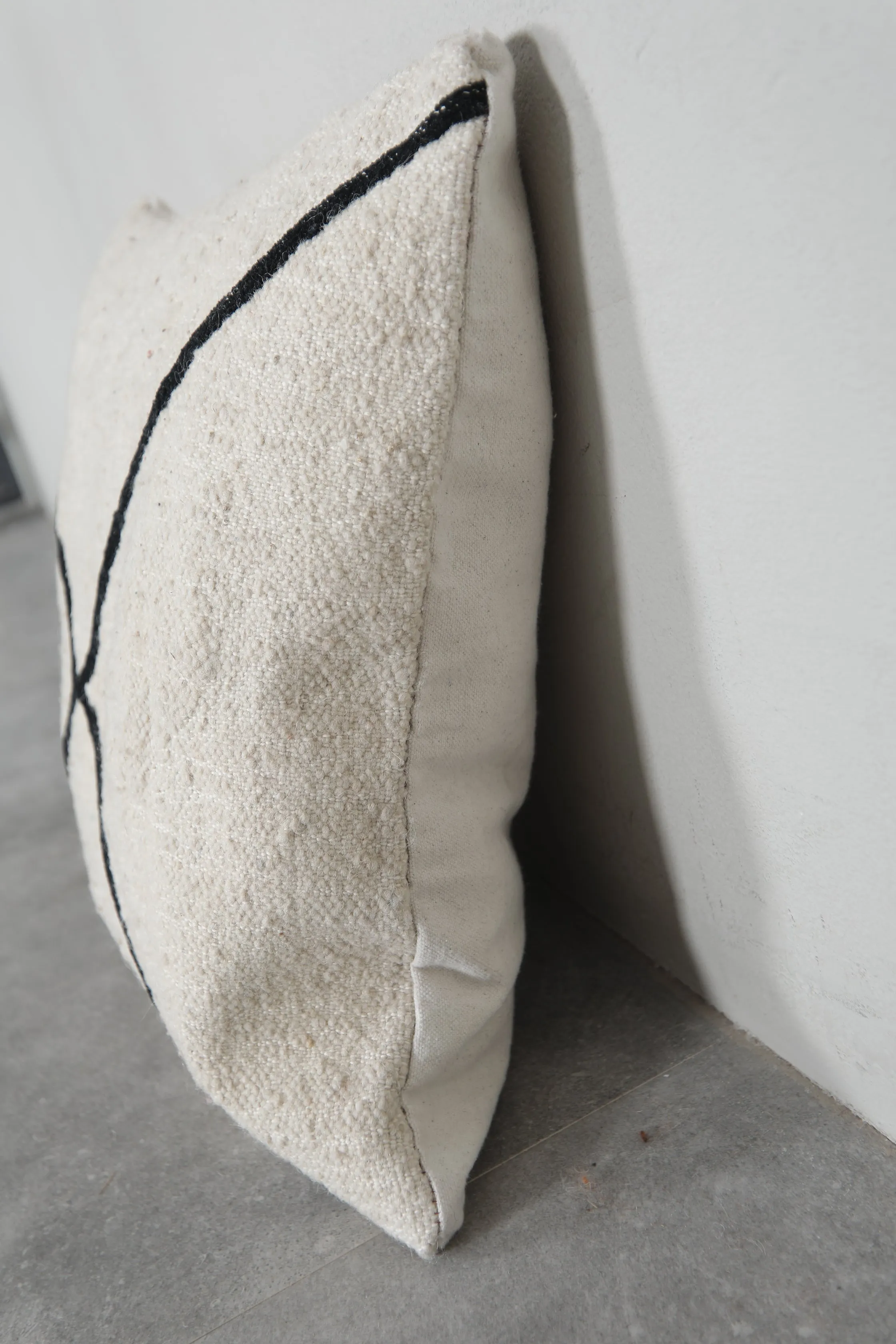 Minimalist Moroccan Wool Pillow - 18.1 x 18.1 Inches