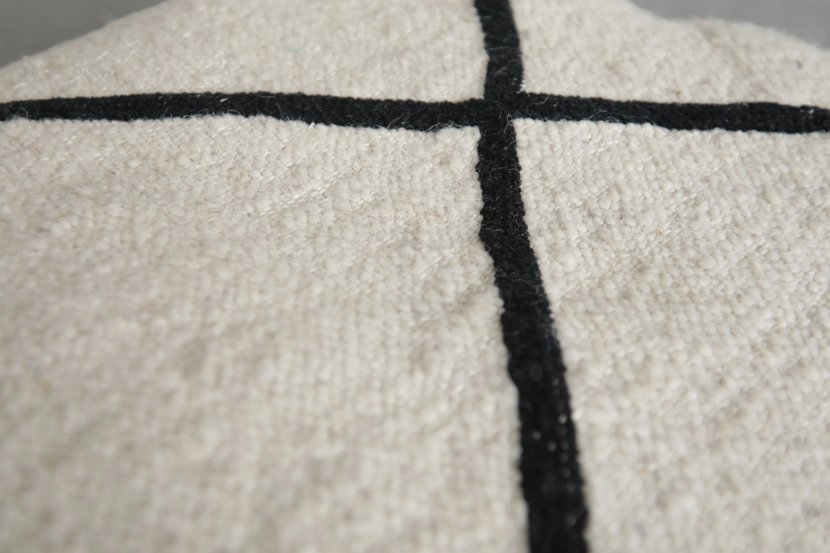Minimalist Moroccan Wool Pillow - 18.1 x 18.1 Inches