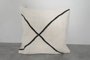 Minimalist Moroccan Wool Pillow - 18.1 x 18.1 Inches