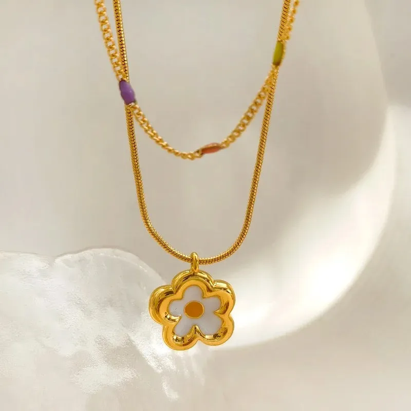 Minimalist Sweet Daisy Flower Pendant Necklace