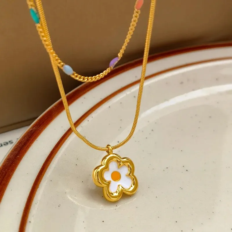 Minimalist Sweet Daisy Flower Pendant Necklace