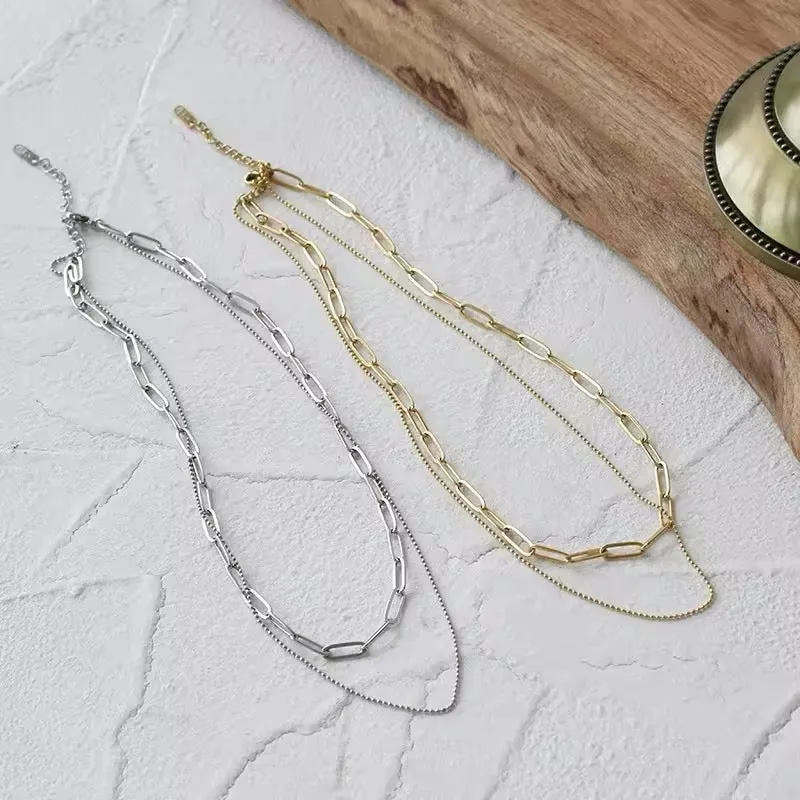 Minimalist Vintage Unisex Double Chain Necklace