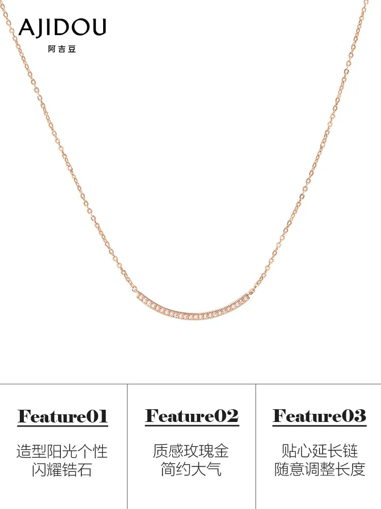 Minimalist Zircon Smiley Rose Gold Necklace
