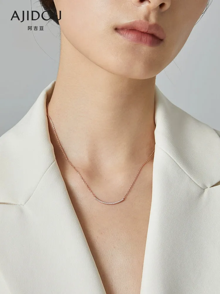 Minimalist Zircon Smiley Rose Gold Necklace