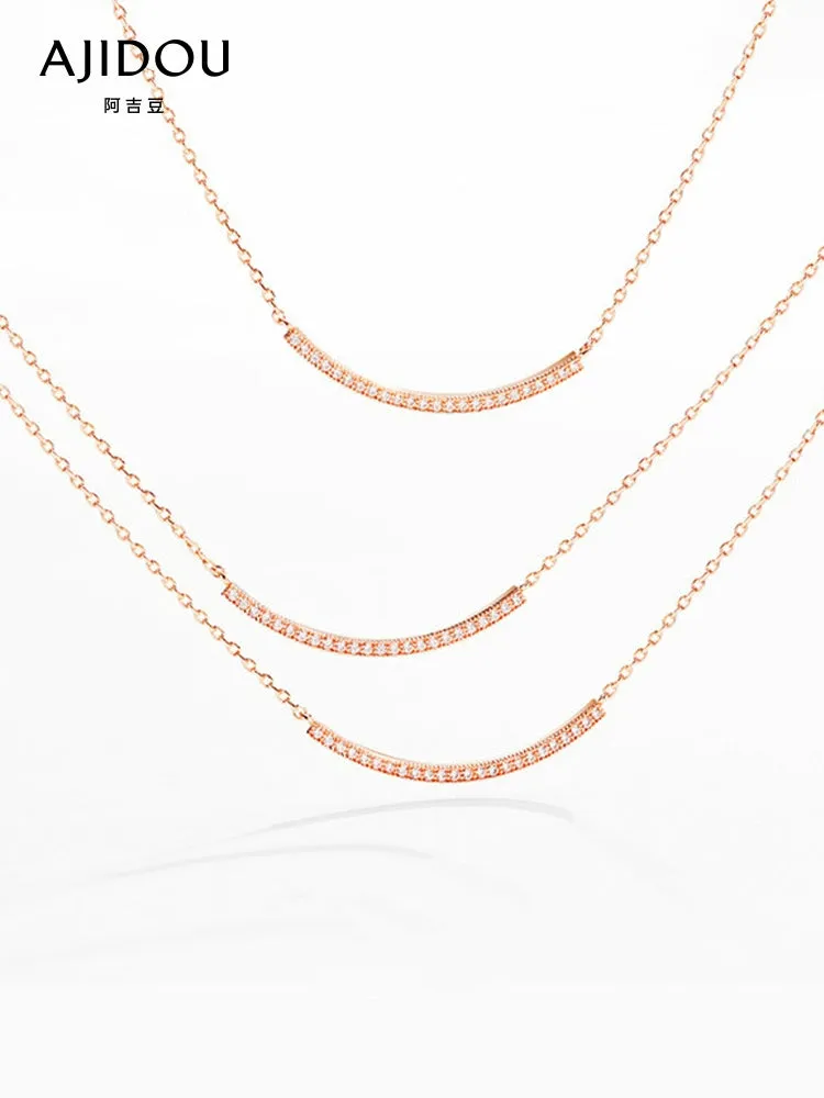 Minimalist Zircon Smiley Rose Gold Necklace