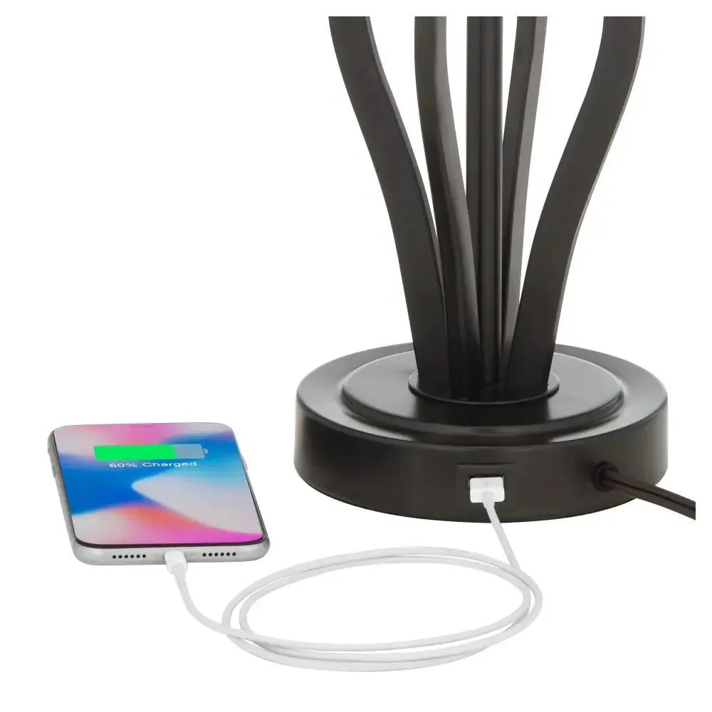 Modern Industrial Dark Iron Table Lamps with USB Charging