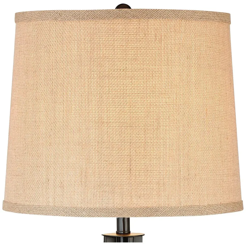 Modern Industrial Dark Iron Table Lamps with USB Charging