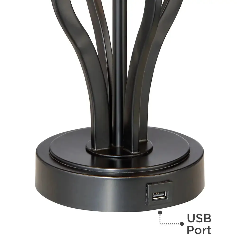 Modern Industrial Dark Iron Table Lamps with USB Charging