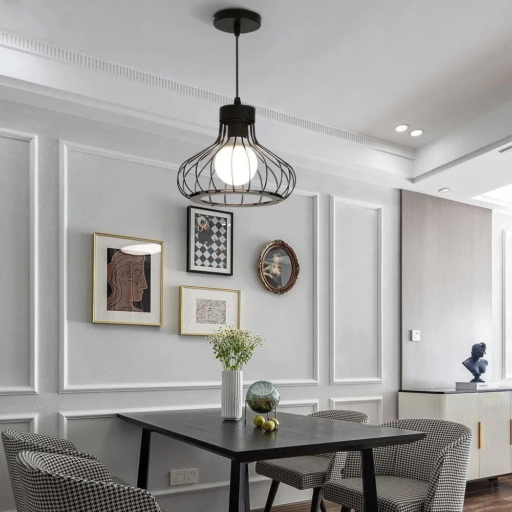Modern Industrial Metal Pendant Light – Adjustable Vintage Black Design