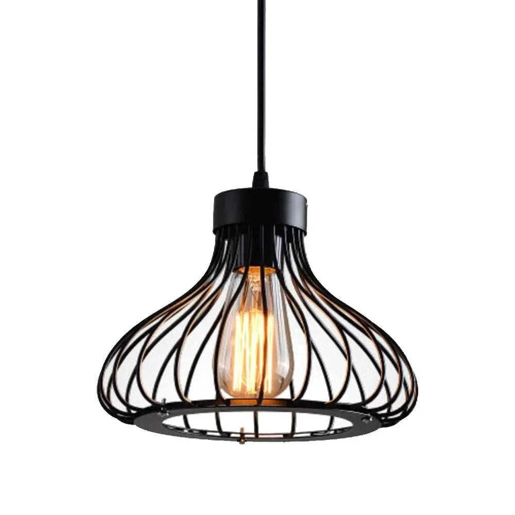 Modern Industrial Metal Pendant Light – Adjustable Vintage Black Design