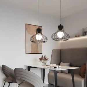 Modern Industrial Metal Pendant Light – Adjustable Vintage Black Design