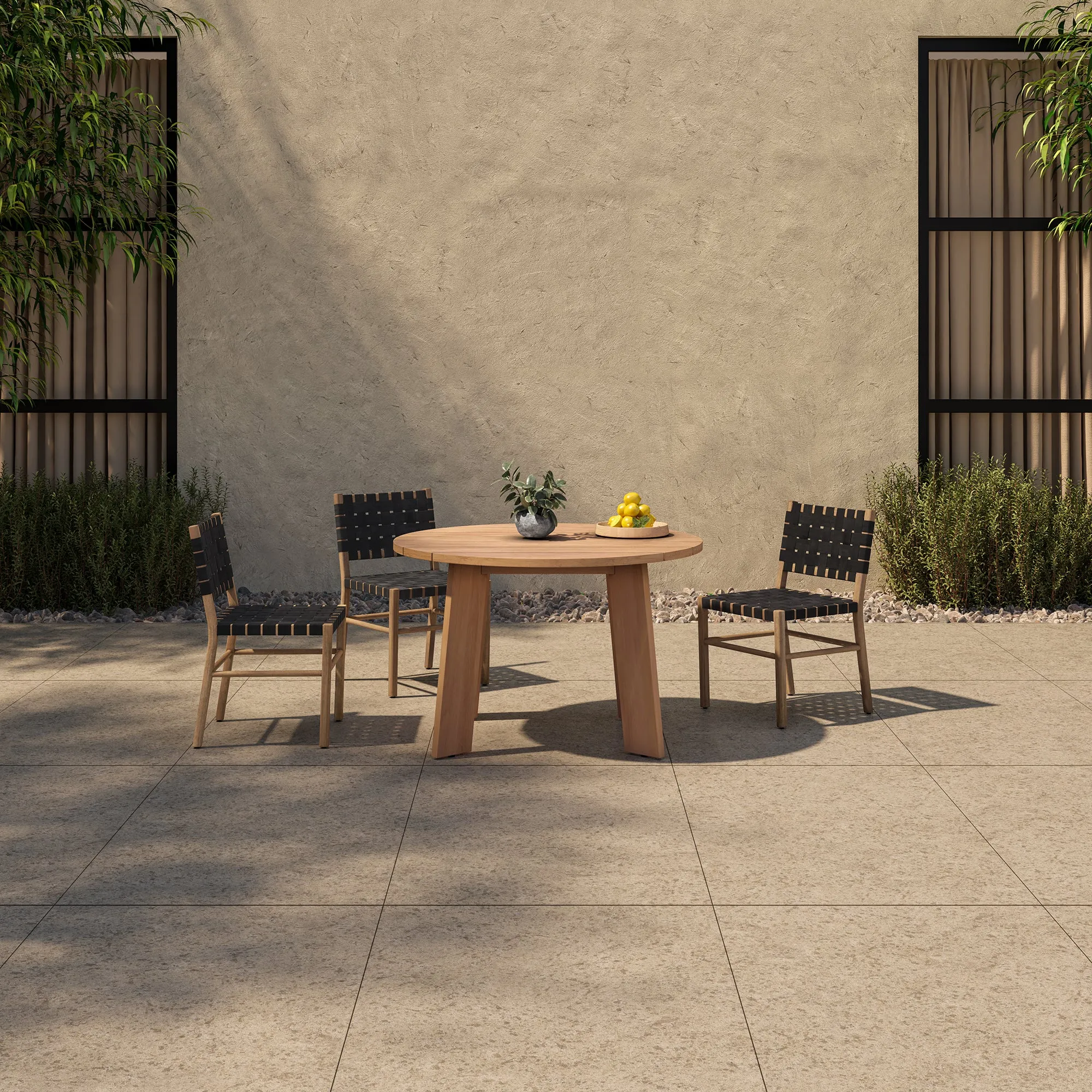 Modern Minimalist Outdoor Round Teak Dining Table