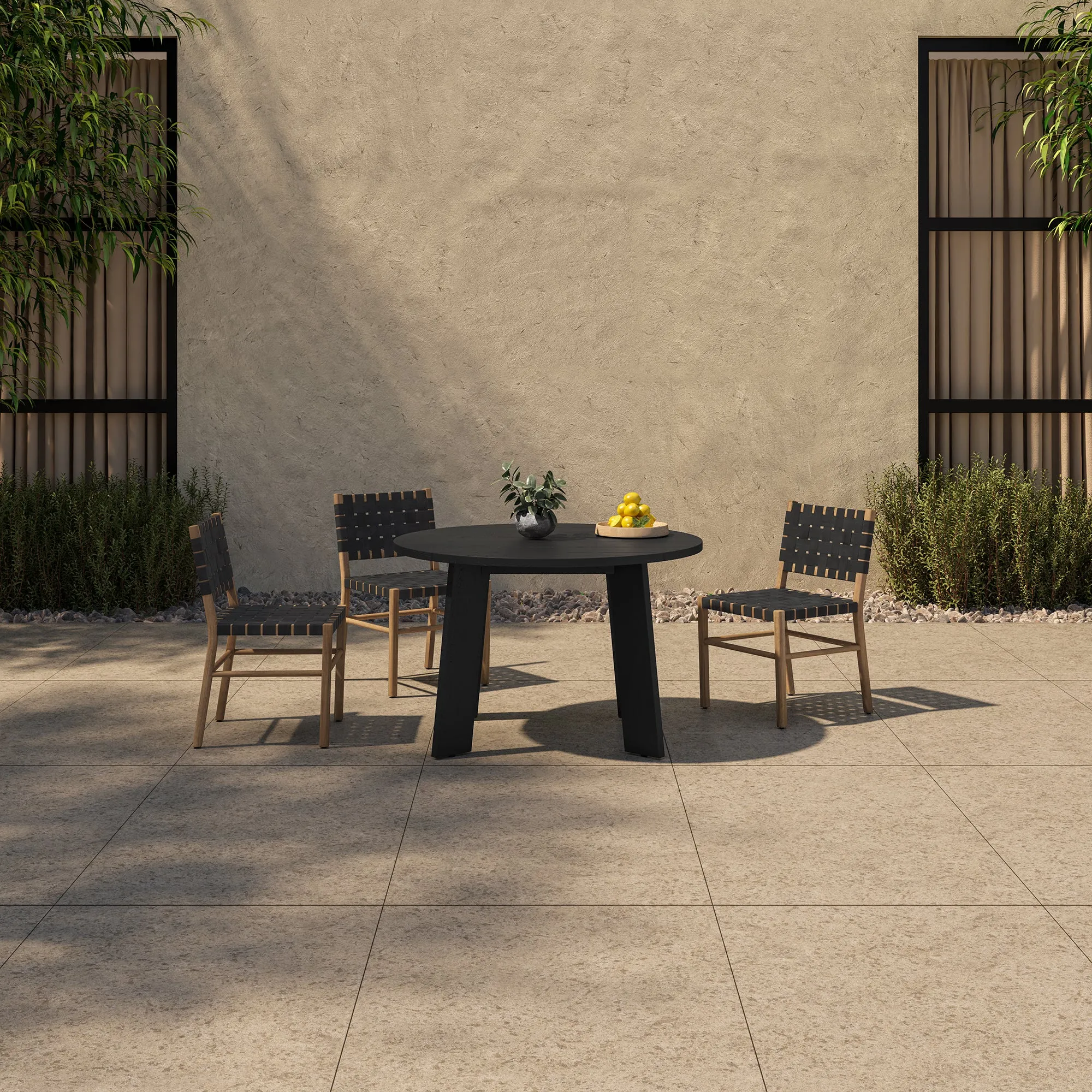 Modern Minimalist Outdoor Round Teak Dining Table