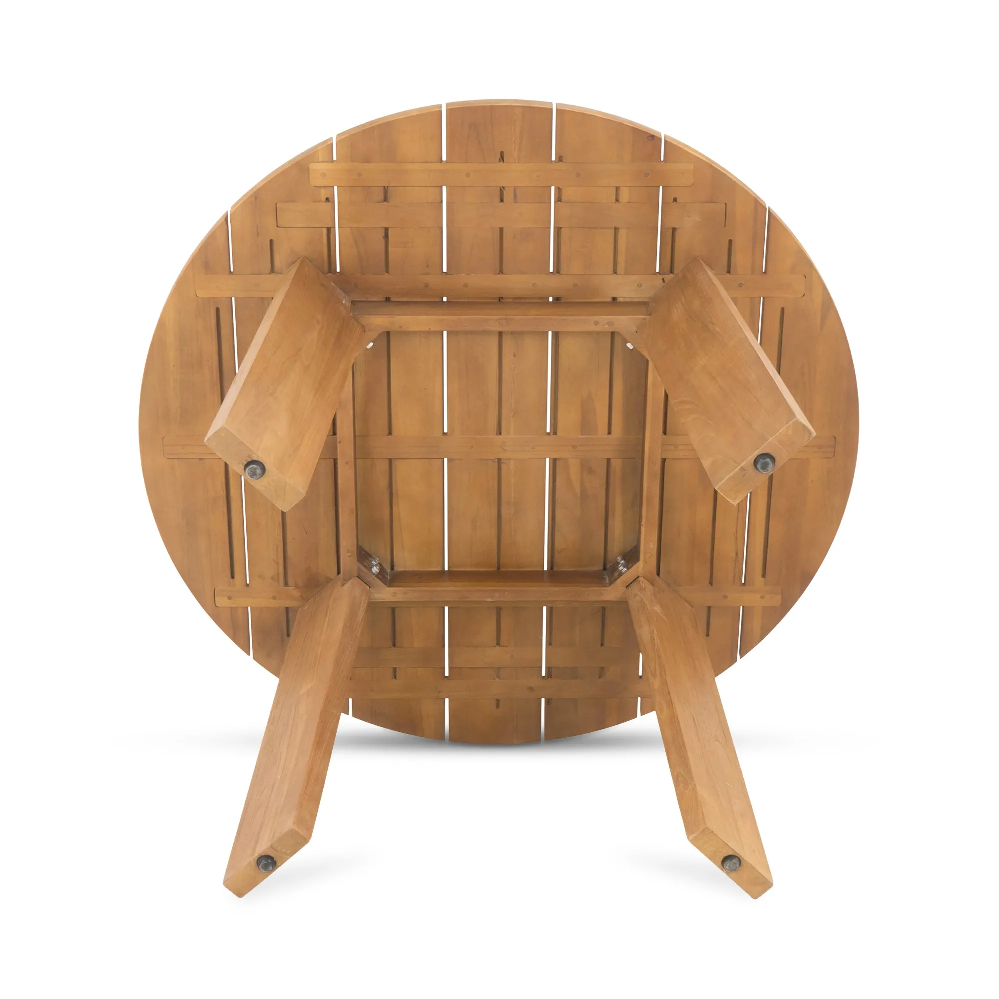 Modern Minimalist Outdoor Round Teak Dining Table