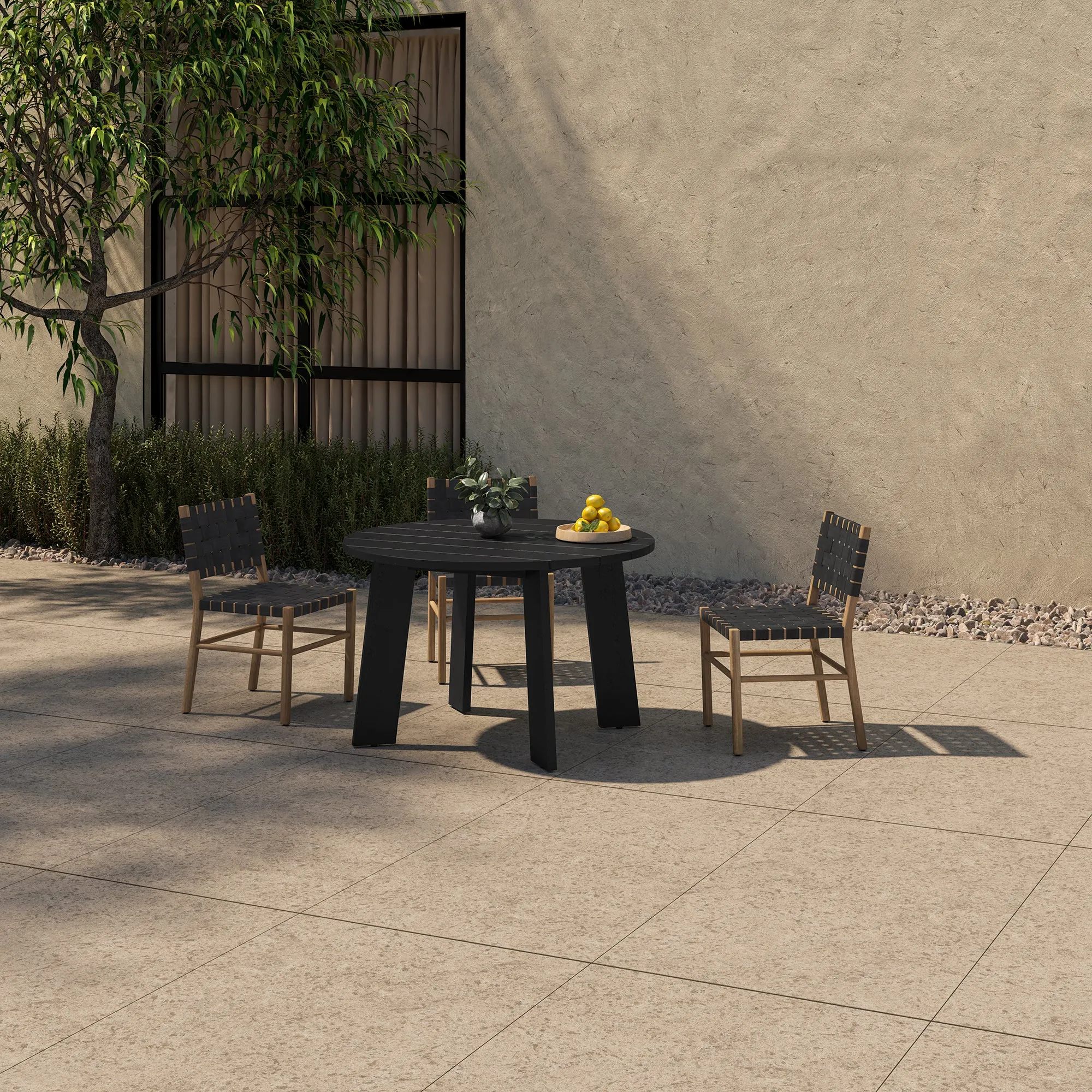 Modern Minimalist Outdoor Round Teak Dining Table