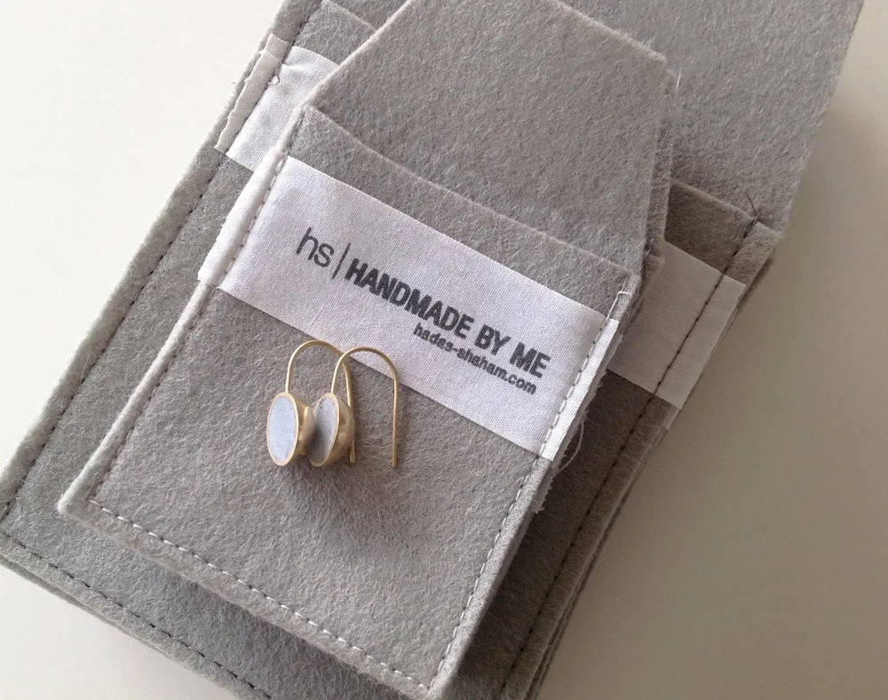 Modern semicircle silver & concrete modern earrings
