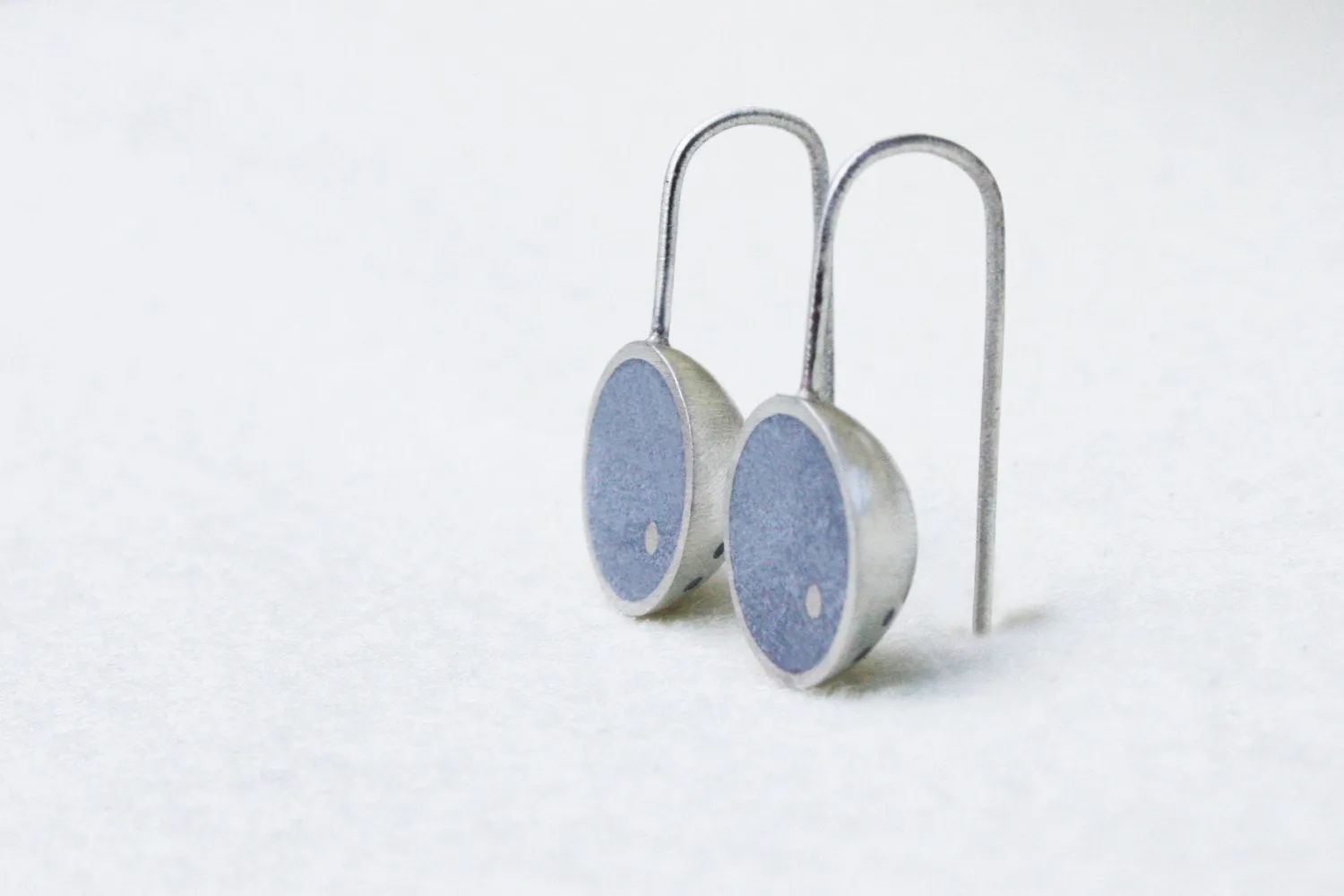 Modern semicircle silver & concrete modern earrings