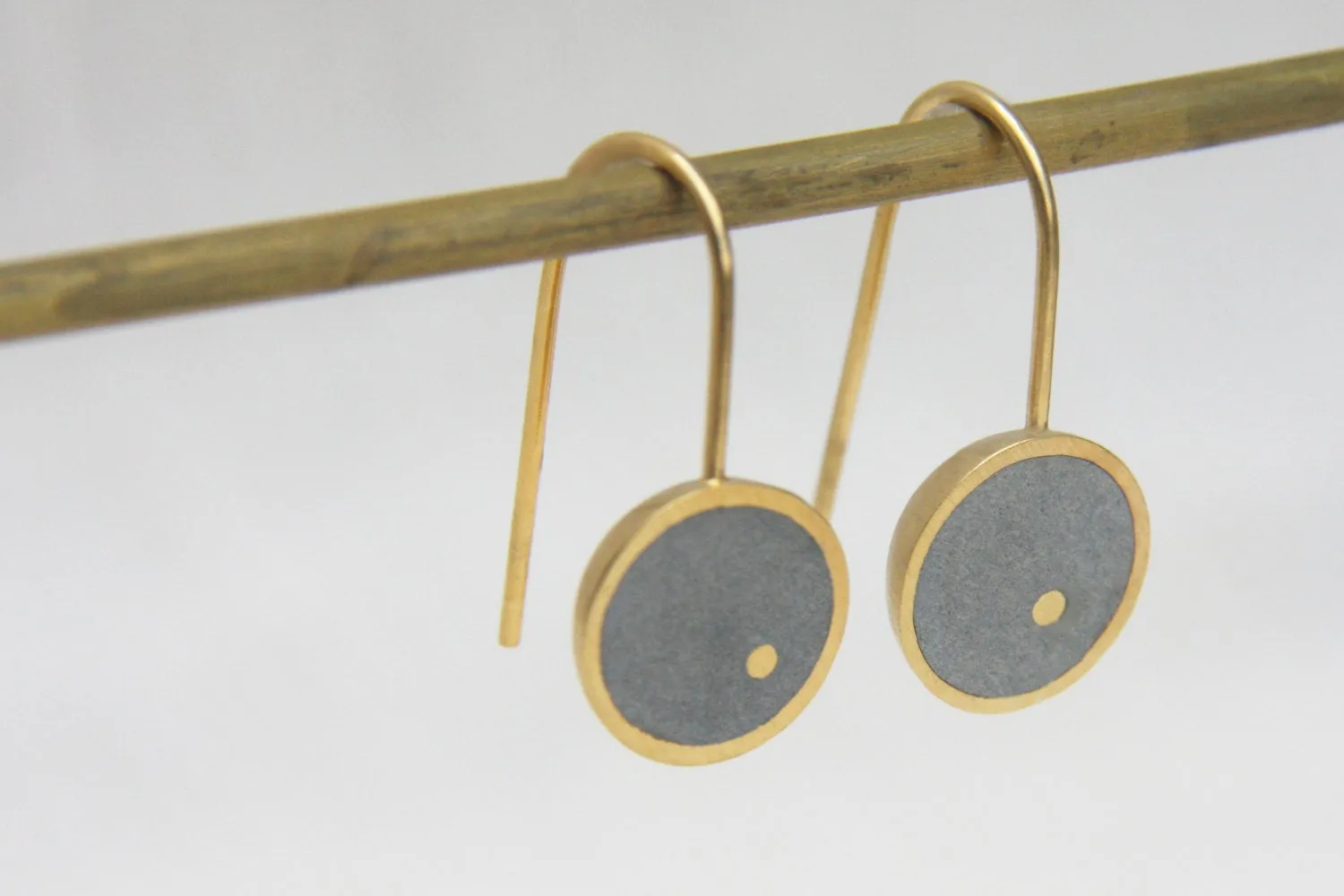 Modern semicircle silver & concrete modern earrings