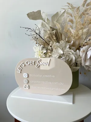 Modern Single Oval Social Sign Freestanding Style 1