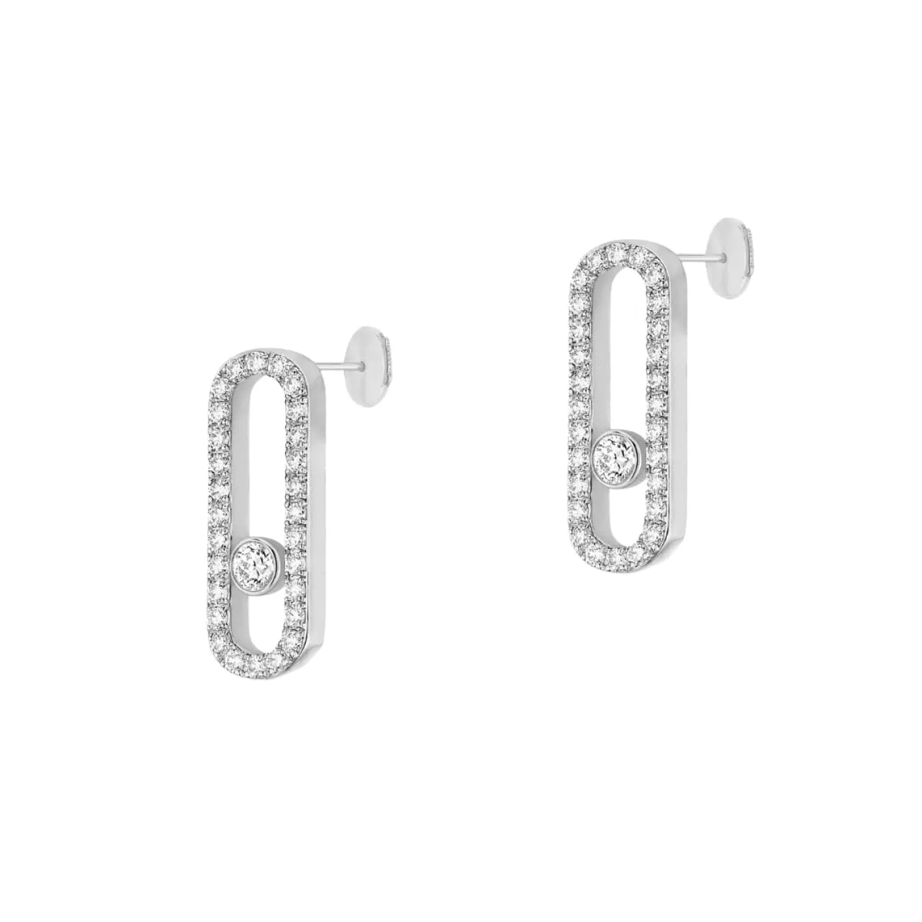 Move Uno 18K White Gold Pavé-Set Diamond Earrings