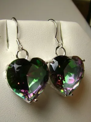 Mystic Topaz Earrings, Heart Gemstone, Art Nouveau Jewelry #E38