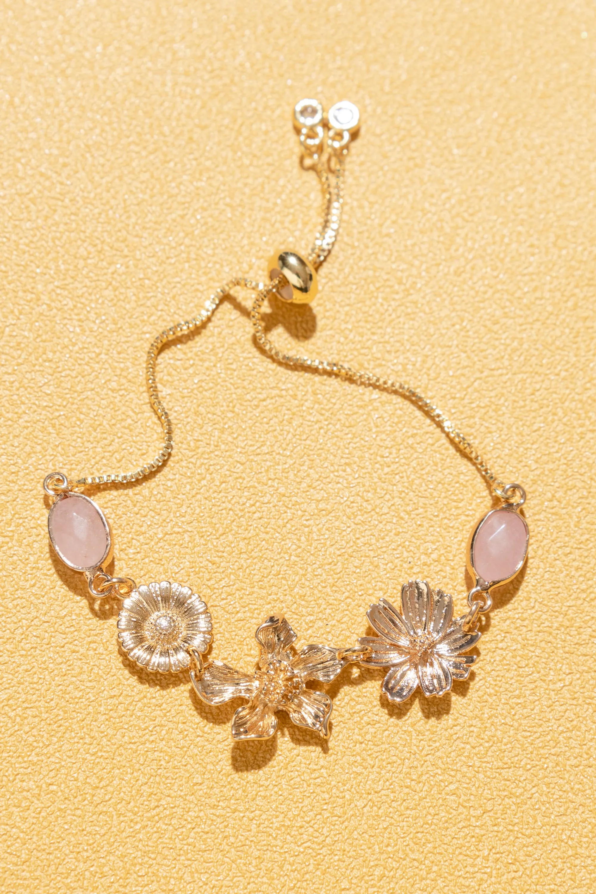Nalla Rose Quartz Floral Bracelet