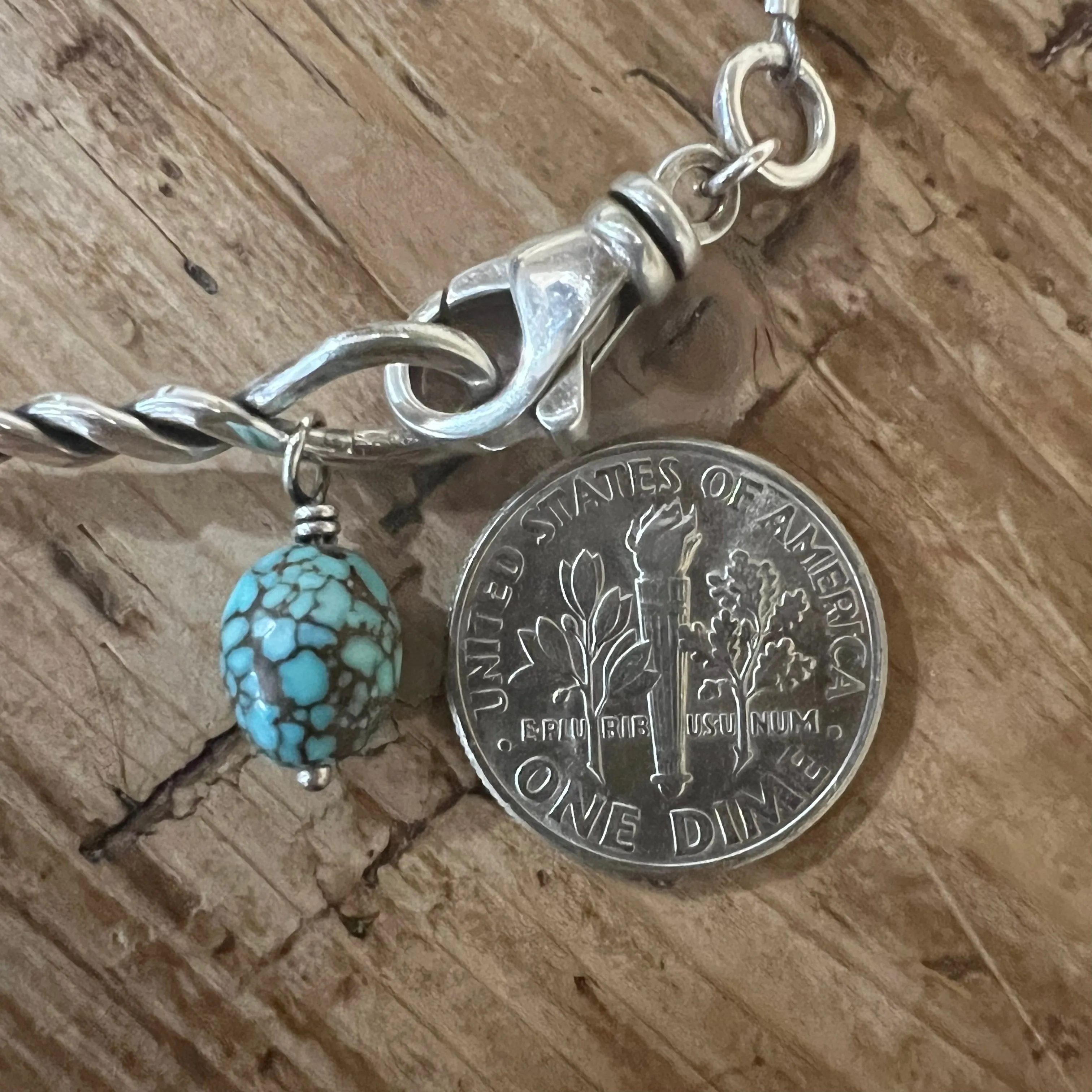 Navajo Pearl Number 8 Turquoise Twisted Bar Bracelet