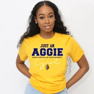 NC A&T SU | Just An Aggie Girl | Gold Unisex Tees (**)