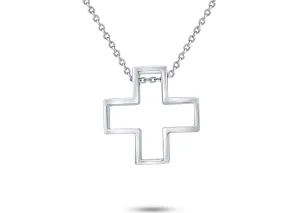 Necklace 14kt White Gold Cross Silhouette