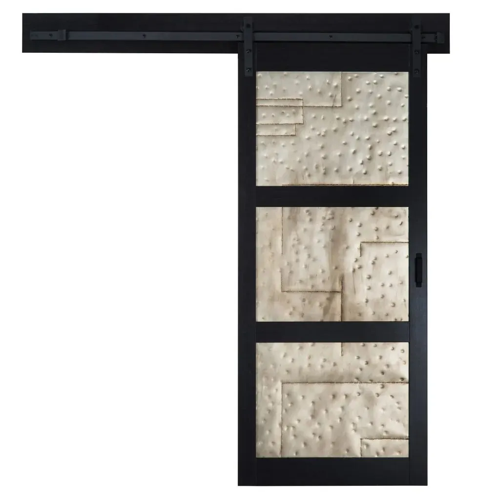 New Matte Black 36X84 Metal Works 3 Panel Metal Inserts Barn Door Kit! Retails $599 US 
