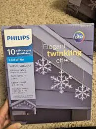 New Philips 10-Count Steady and Twinkling Cool White LED Hanging Snowflakes cool white! These are very expensive to buy retail!